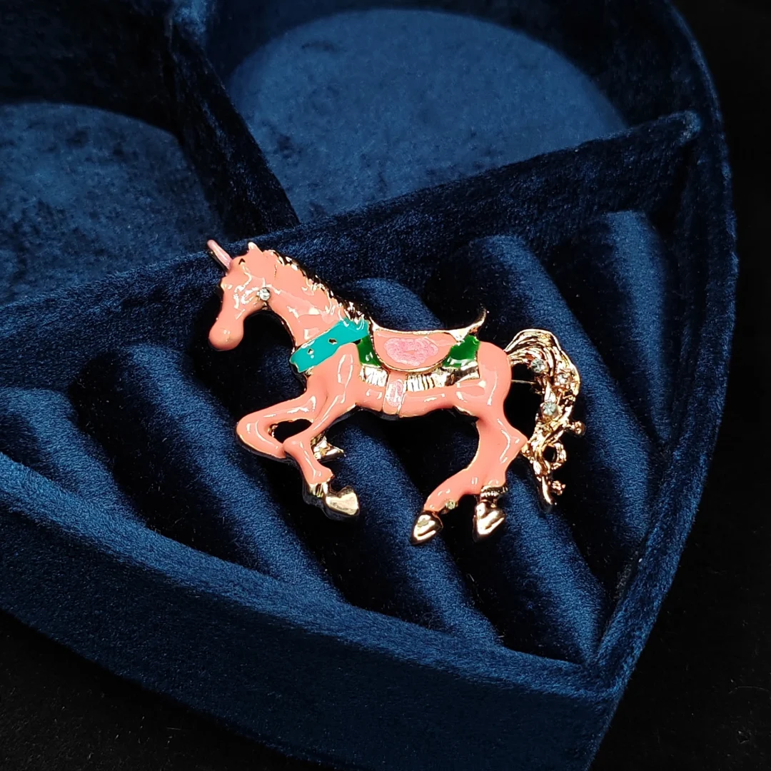 Pink Enamel Pony Brooch - Image 3