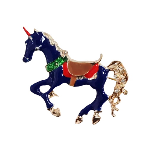 Blue Enamel Pony Brooch