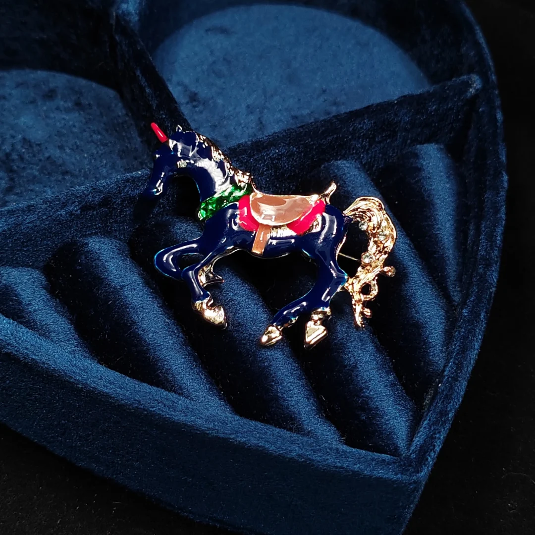 Blue Enamel Pony Brooch - Image 3