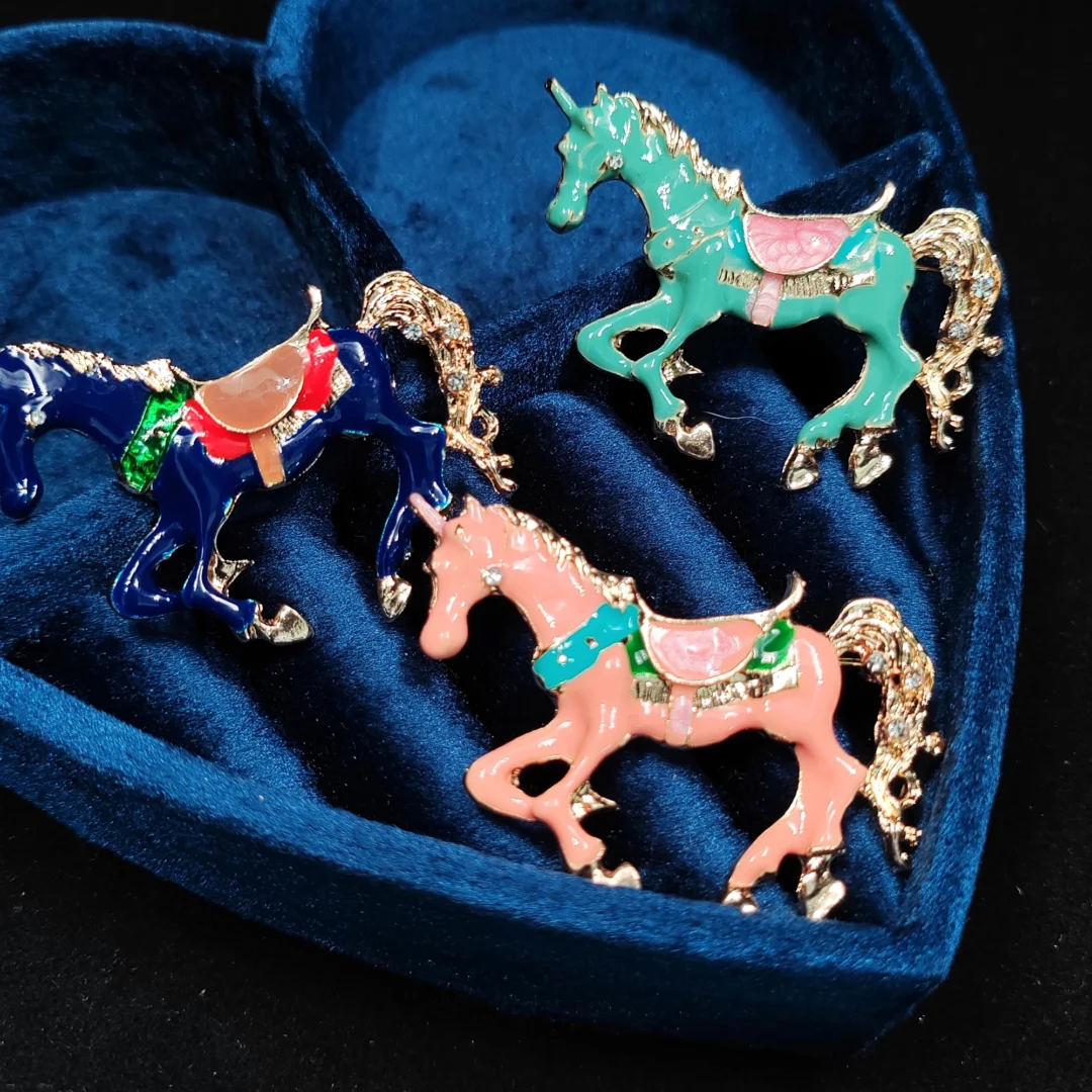 Blue Enamel Pony Brooch - Image 4