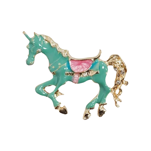 Green Enamel Pony Brooch