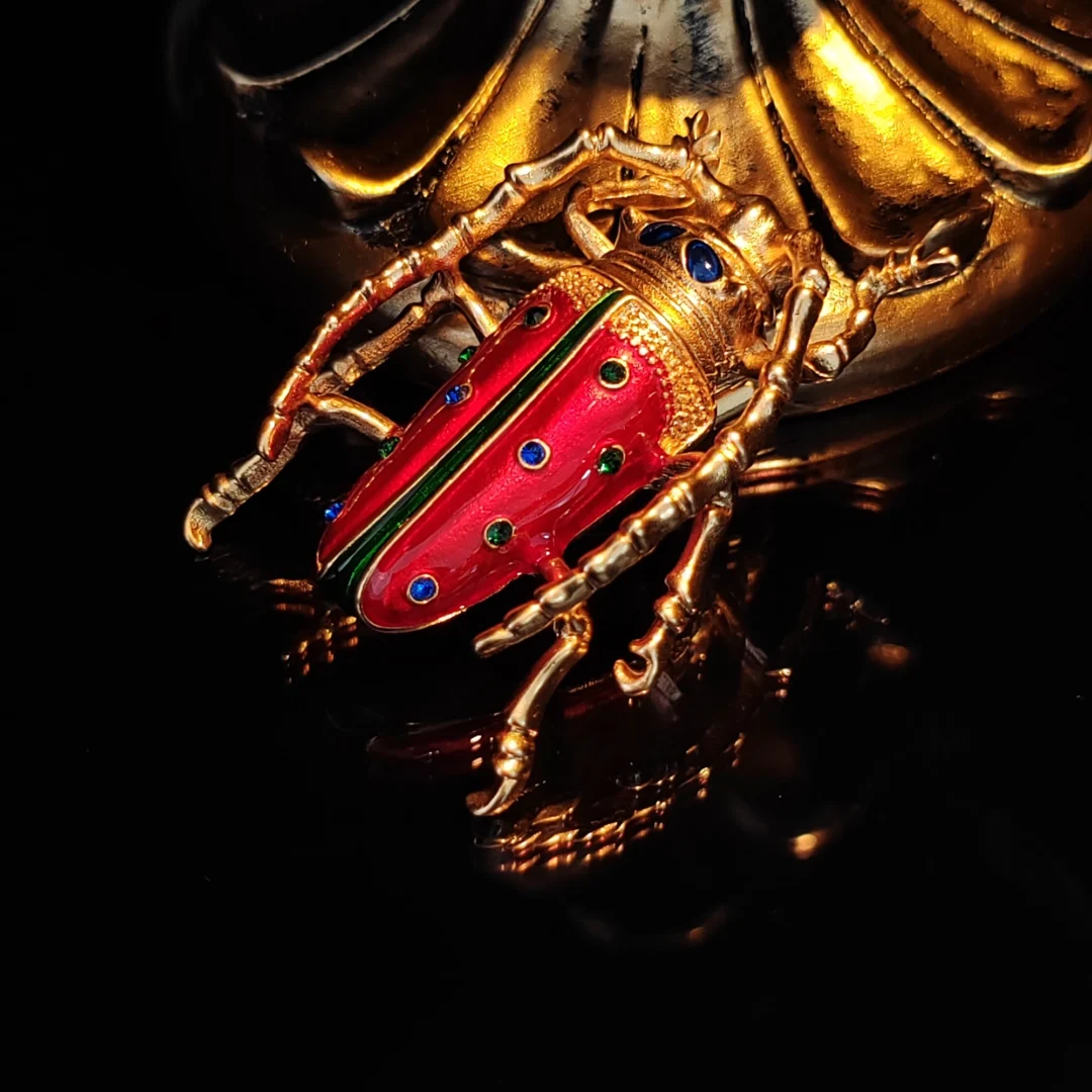 Enamel Longhorn Beetle Brooch - Image 3