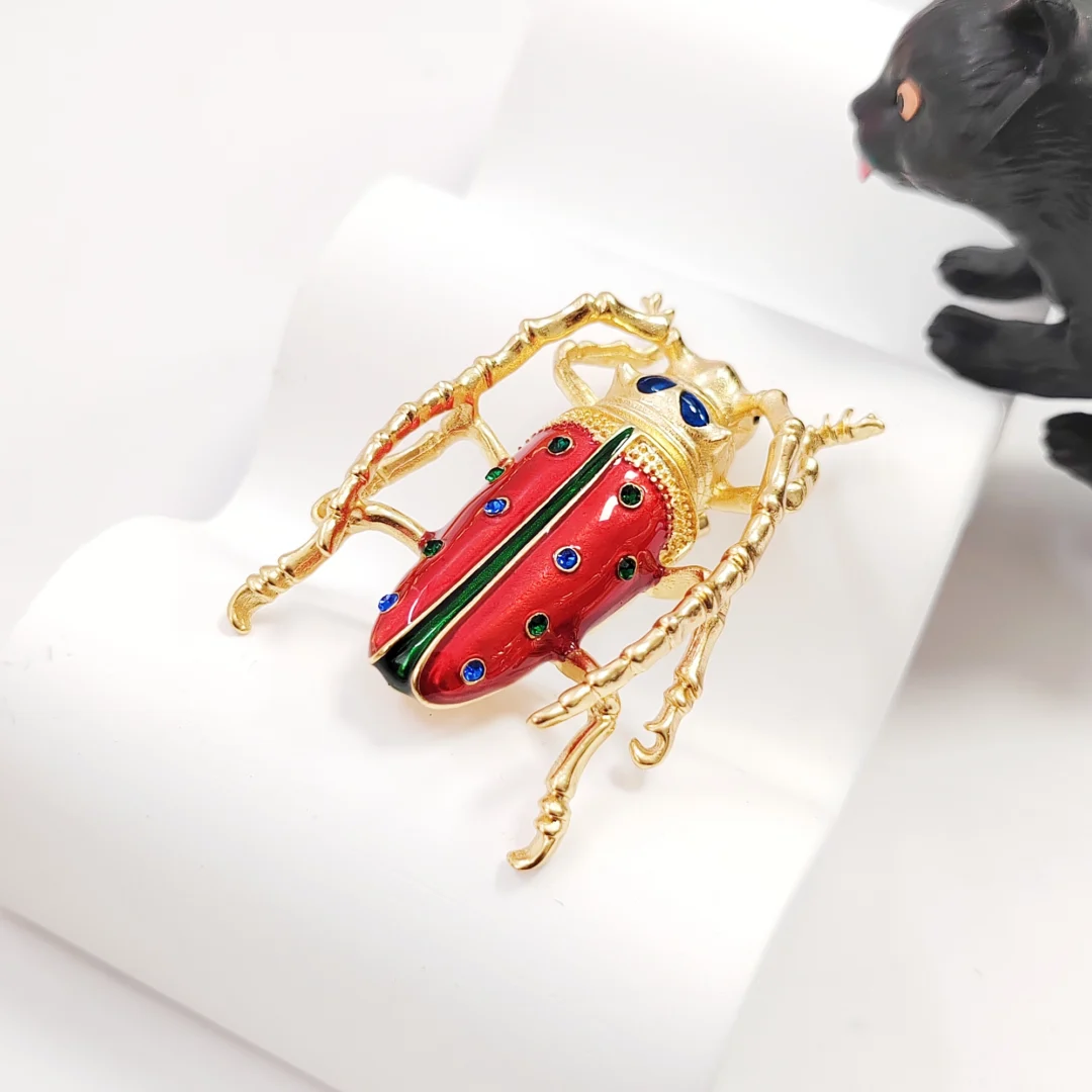 Enamel Longhorn Beetle Brooch - Image 4