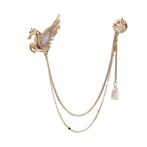 Gold Zirconia Meteor Pegasus Brooch