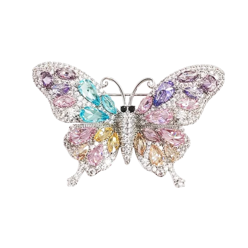 Colorful Zirconia Butterfly Brooch