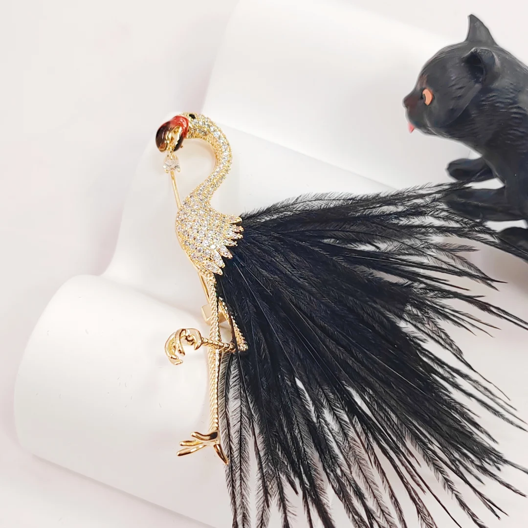 Feather Flamingo Brooch