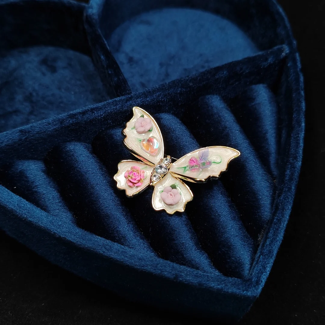 Zirconia Painted Butterfly Brooch - Image 3