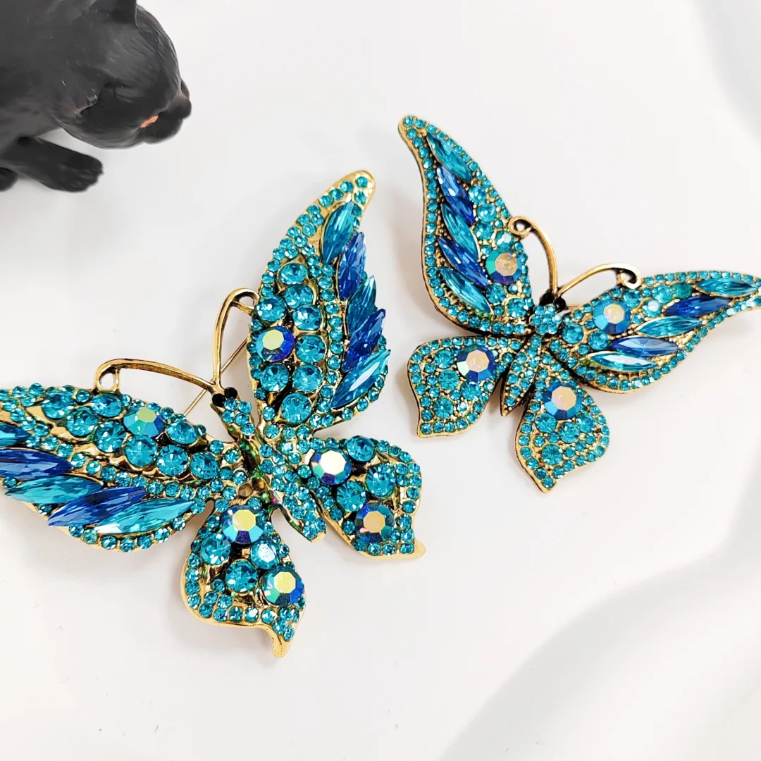 Light Blue Butterfly Brooch - Large - Image 2