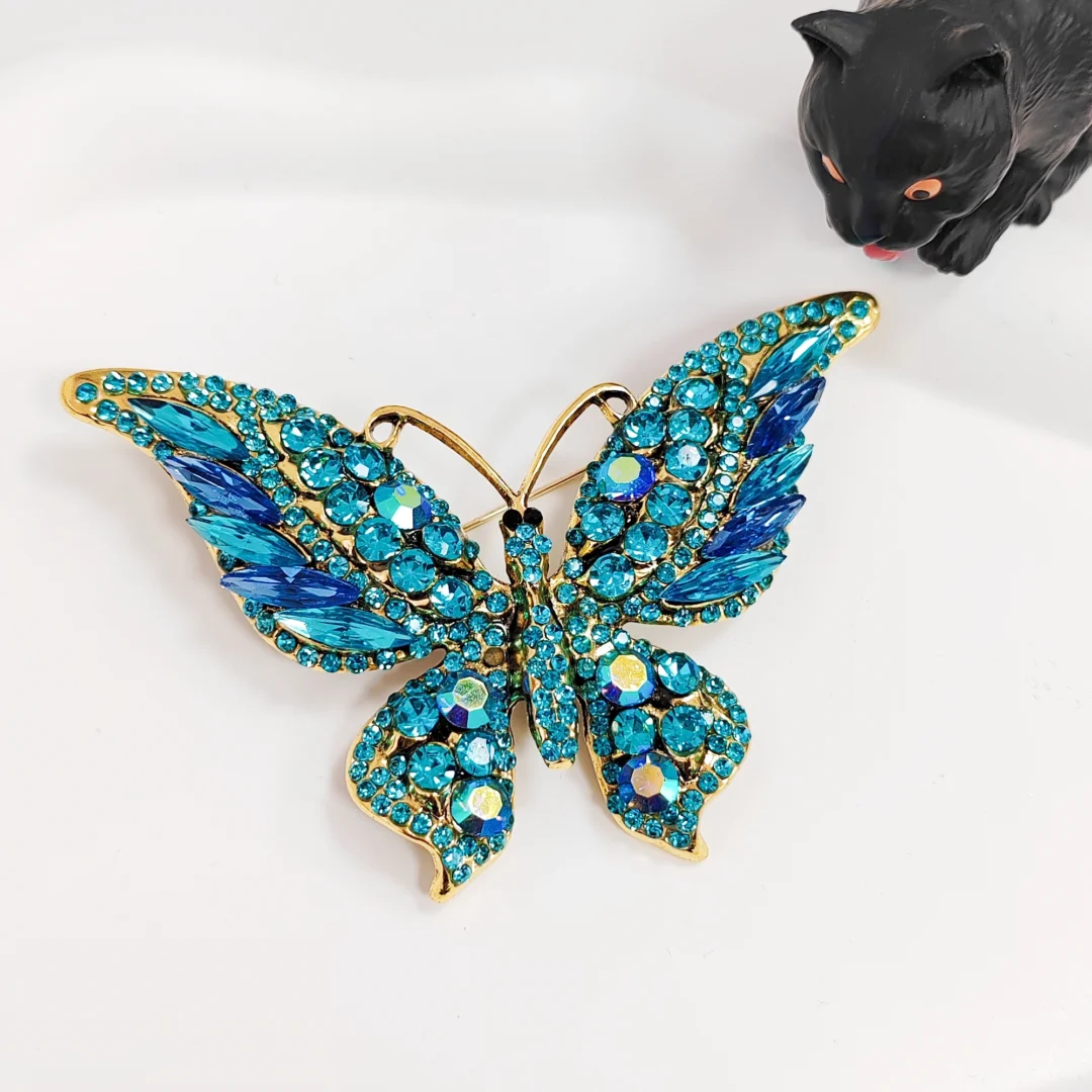 Light Blue Butterfly Brooch - Large - Image 3