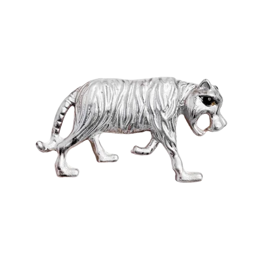 Vintage Silver-White Tiger Brooch