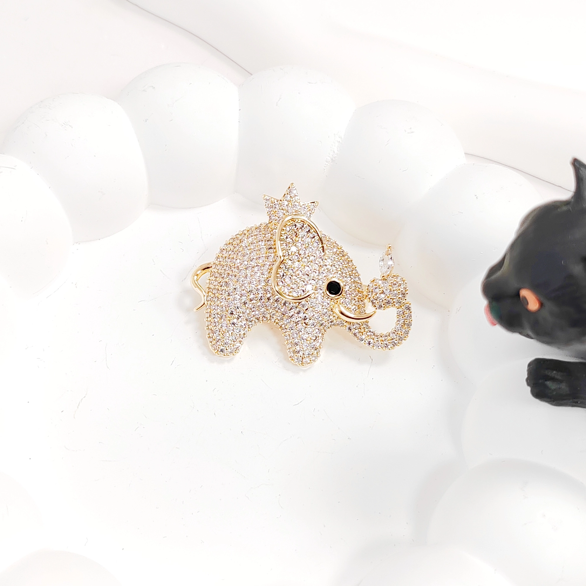 Golden Zircon Elephant Brooch - Image 2