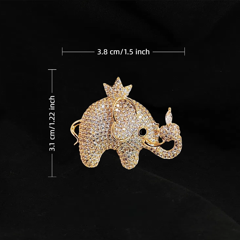 Golden Zircon Elephant Brooch - Image 4