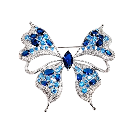 Blue Zircon Butterfly Brooch