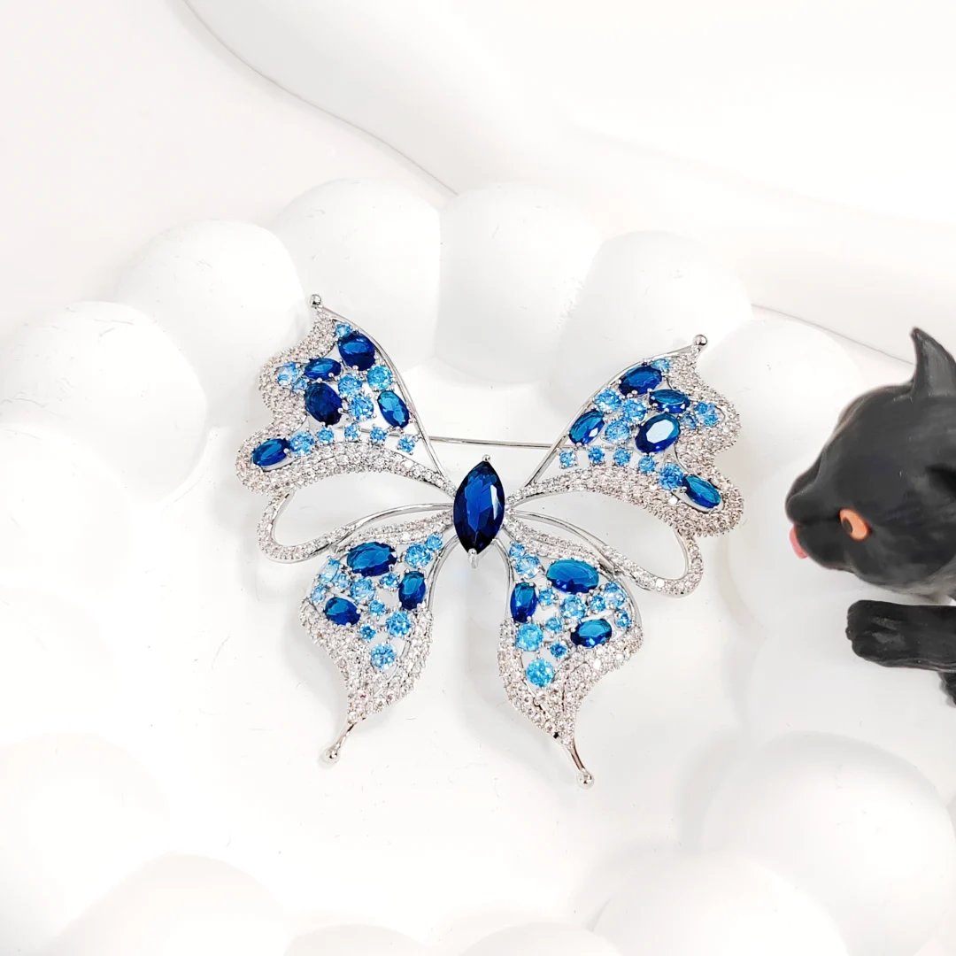 Blue Zircon Butterfly Brooch - Image 3