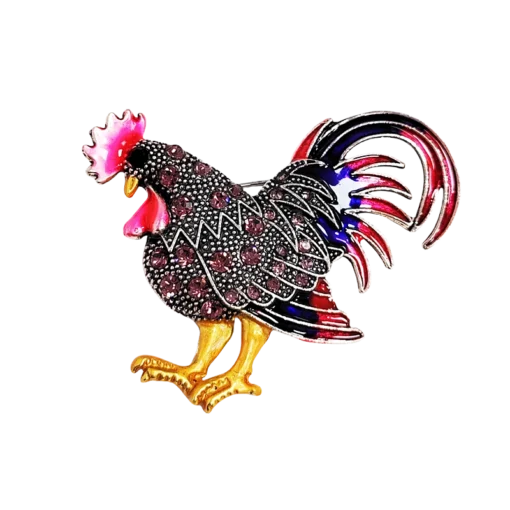 Vintage Purple Rooster Brooch