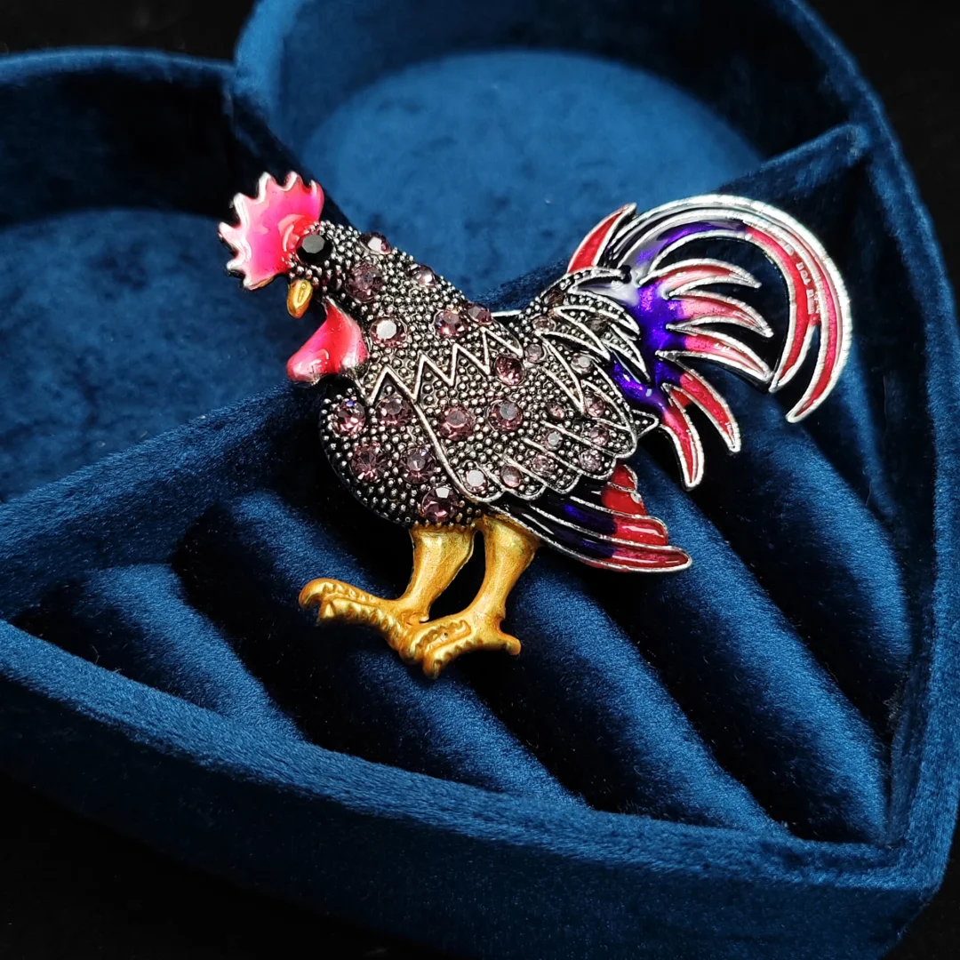 Vintage Purple Rooster Brooch - Image 4