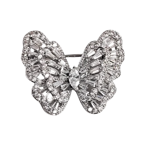 Light Gold Zirconia Butterfly Brooch