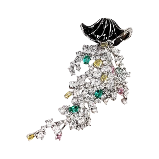 Blue Glass Zirconia Jellyfish Brooch