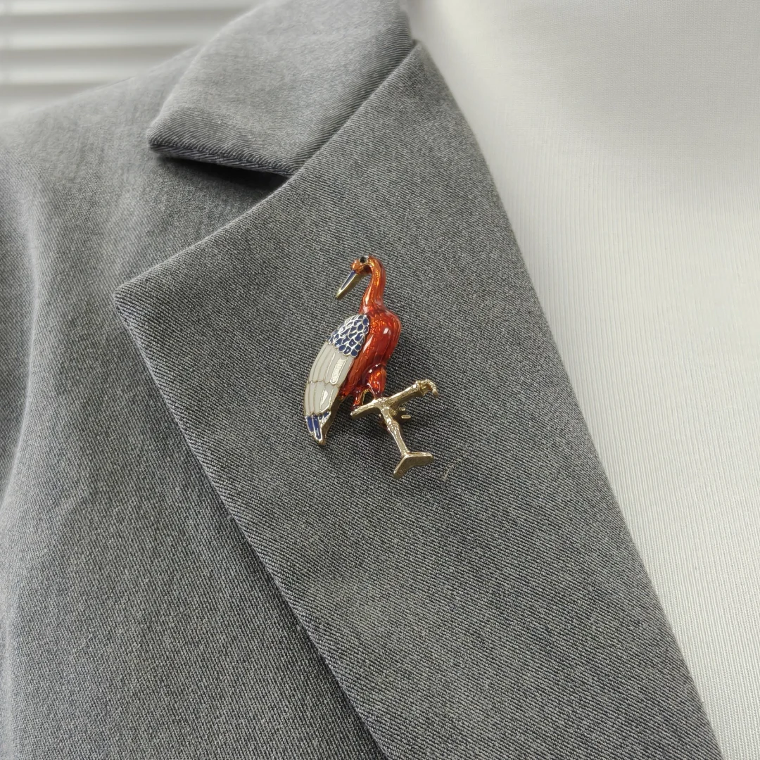 Chinese-style Flamingo Brooch - Image 5
