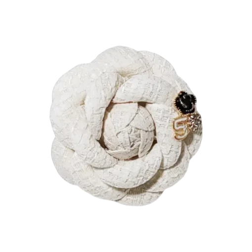 White Fabric Camellia Brooch
