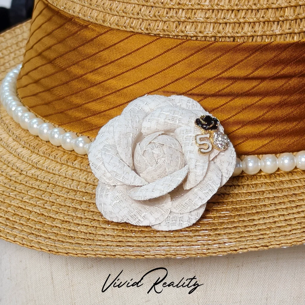 White Fabric Camellia Brooch