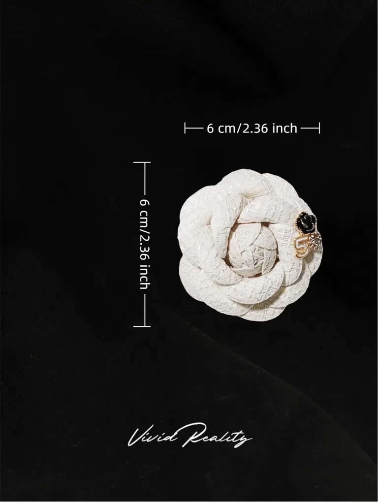 White Fabric Camellia Brooch