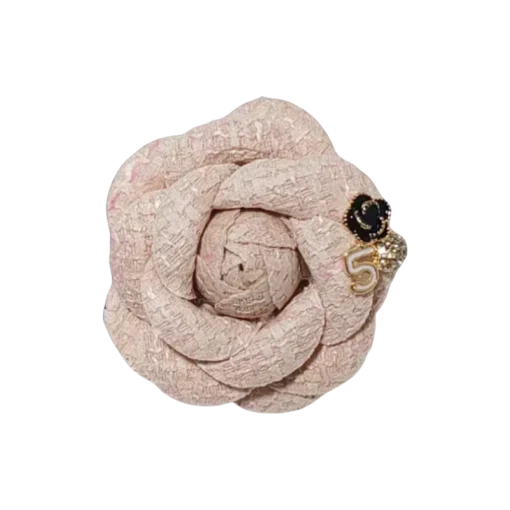 Pink Fabric Camellia Design Brooch