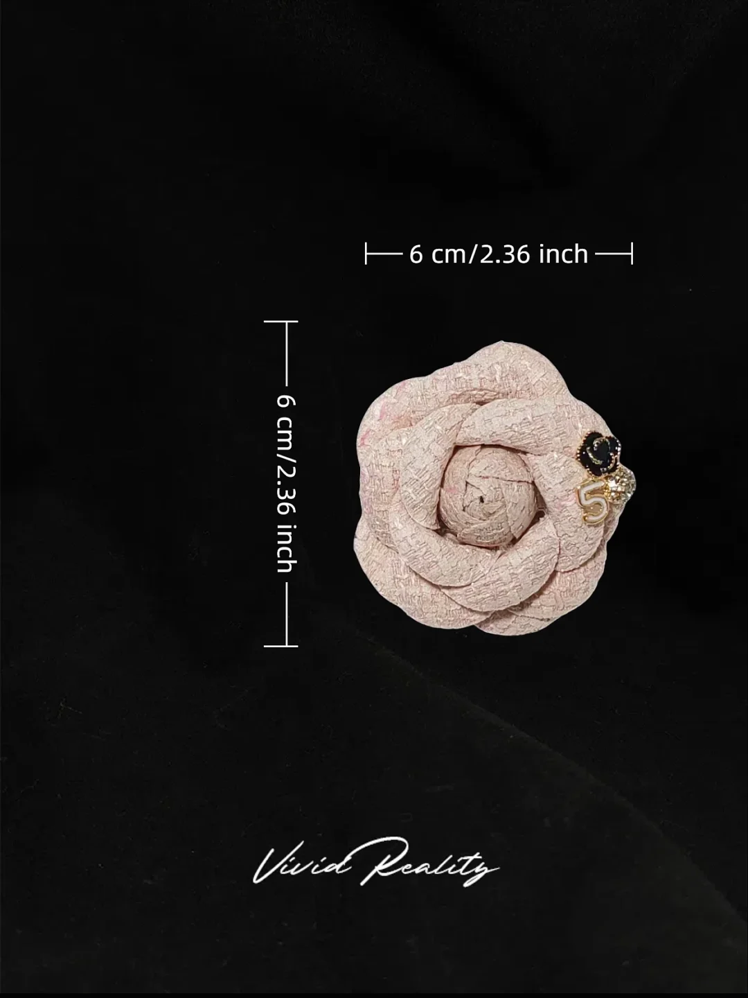 Pink Fabric Camellia Design Brooch - Image 3
