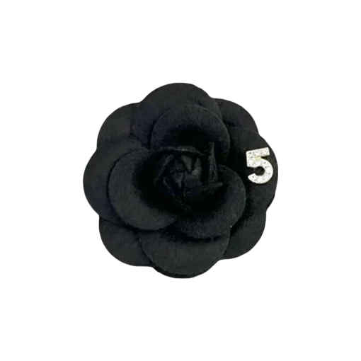 Black Fabric Camellia Design Brooch