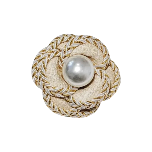Pearl Fabric Camellia Design Brooch