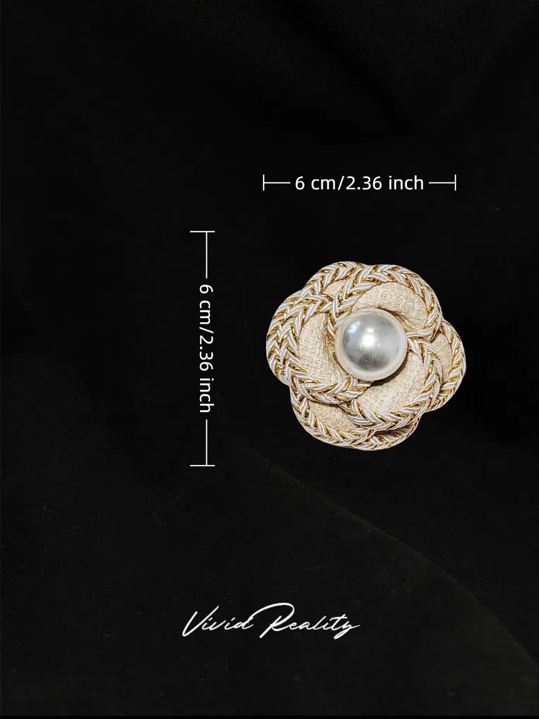 Pearl Fabric Camellia Design Brooch - Image 4