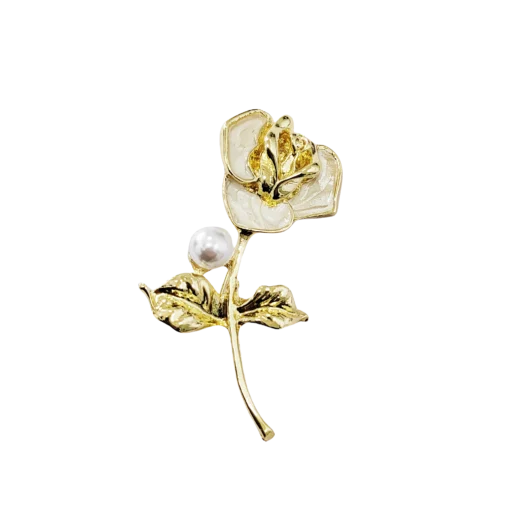 Elegant Enamel Rose Brooch