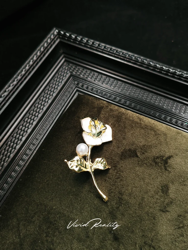 Elegant Enamel Rose Brooch