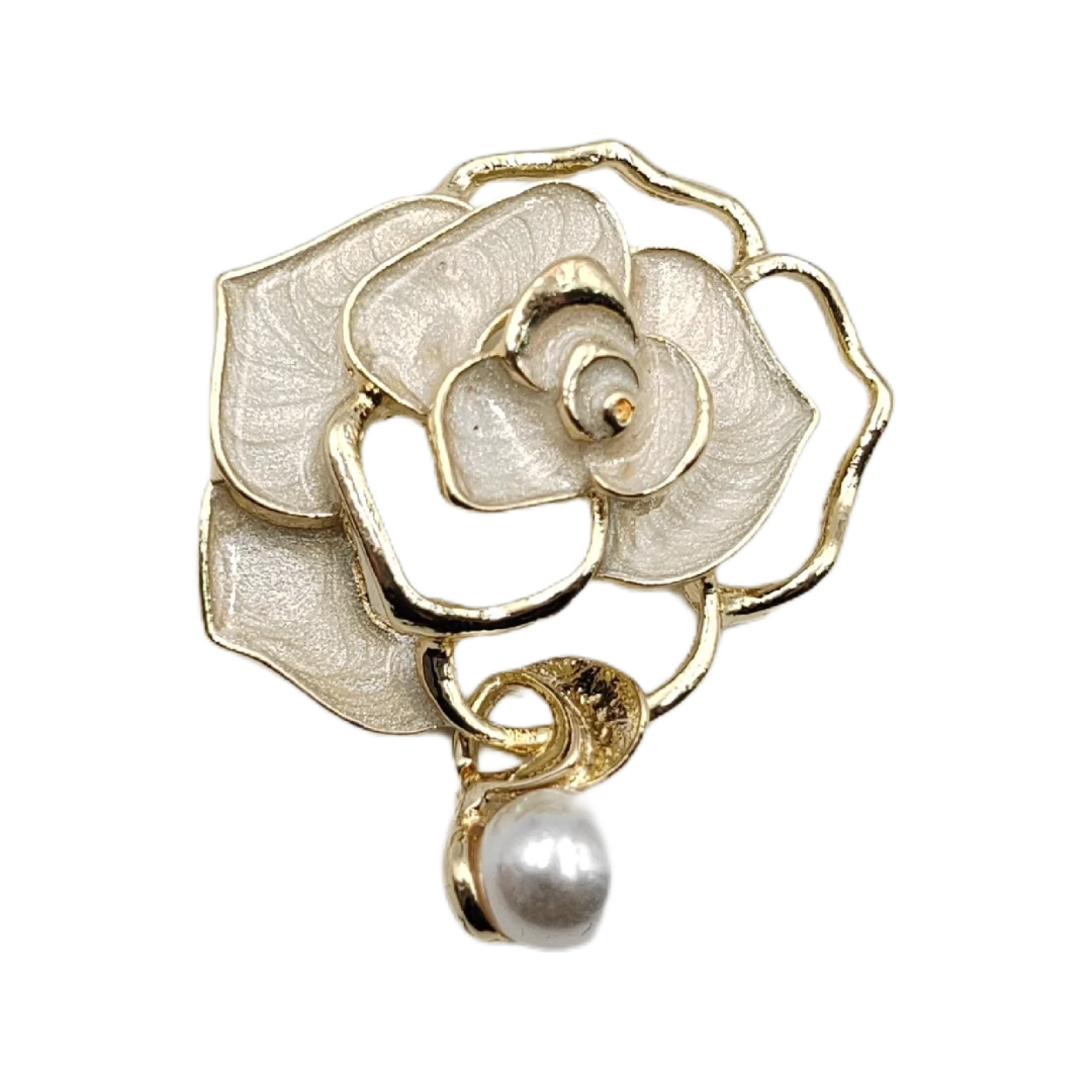 Platinum Oil-Drop Camellia Brooch