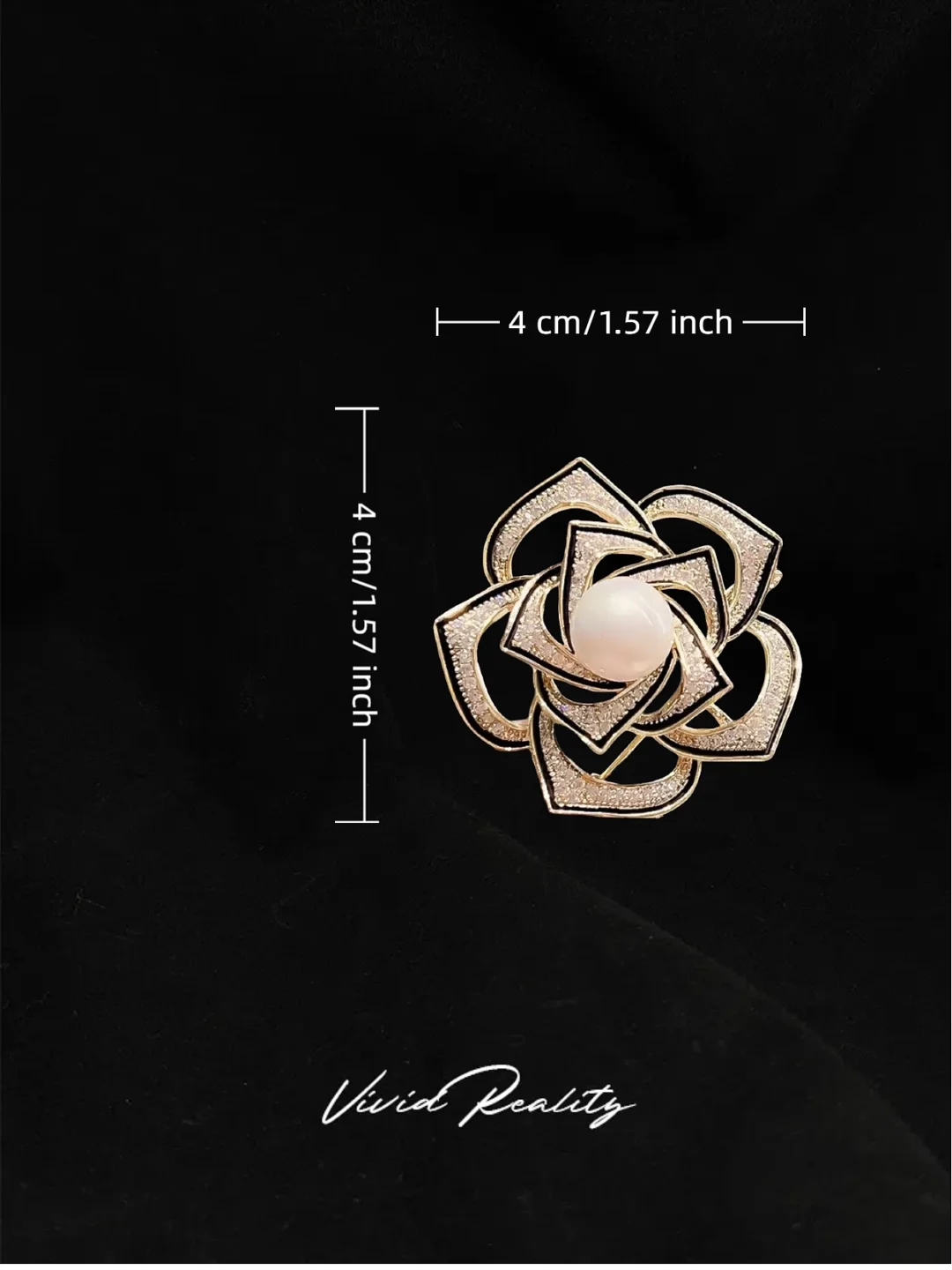 Black-Gold Camellia Brooch - Image 5