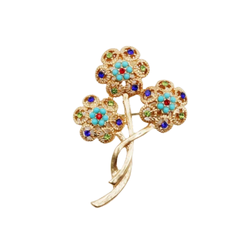 Vintage Three-Life Flower Brooch