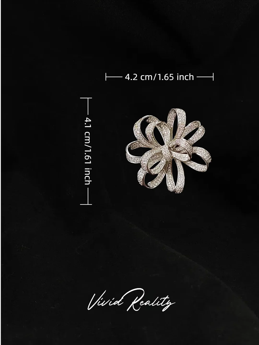 Silver Zirconia Flower Brooch - Image 6