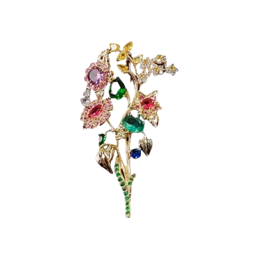 Colorful Zirconia Flower Brooch