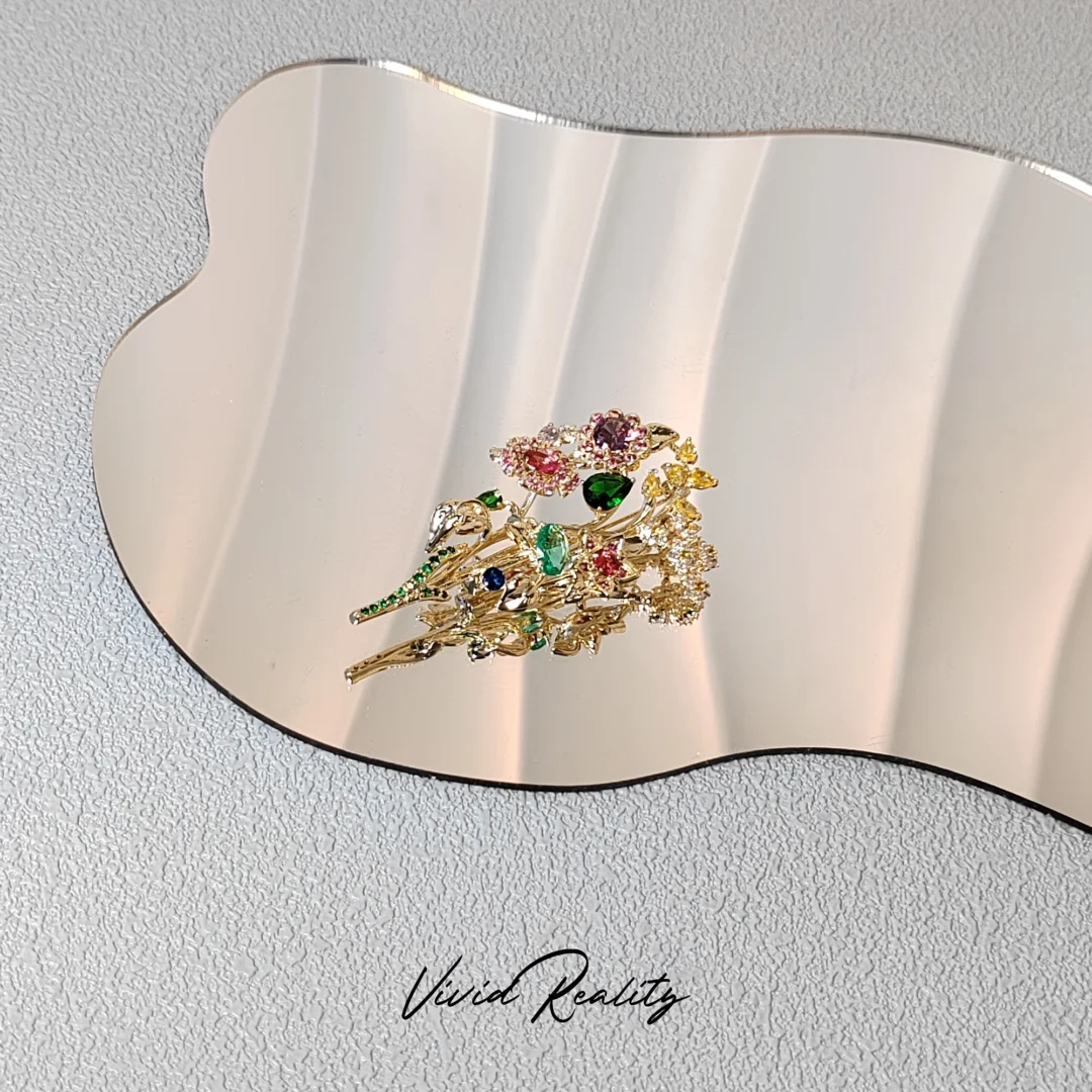 Colorful Zirconia Flower Brooch - Image 2