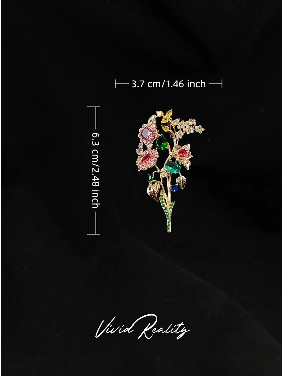 Colorful Zirconia Flower Brooch - Image 7