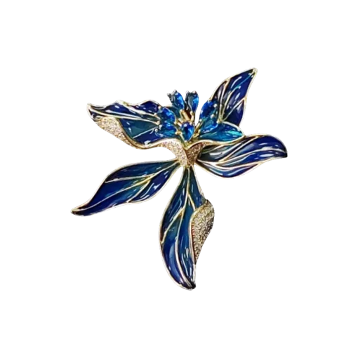 Gradient Blue Enamel Iris Brooch
