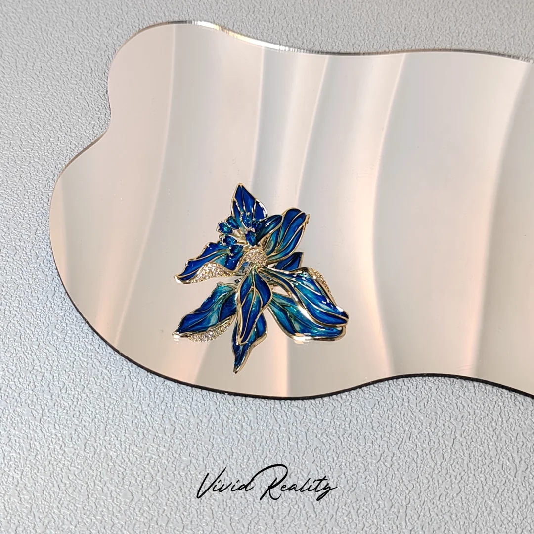 Gradient Blue Enamel Iris Brooch - Image 2