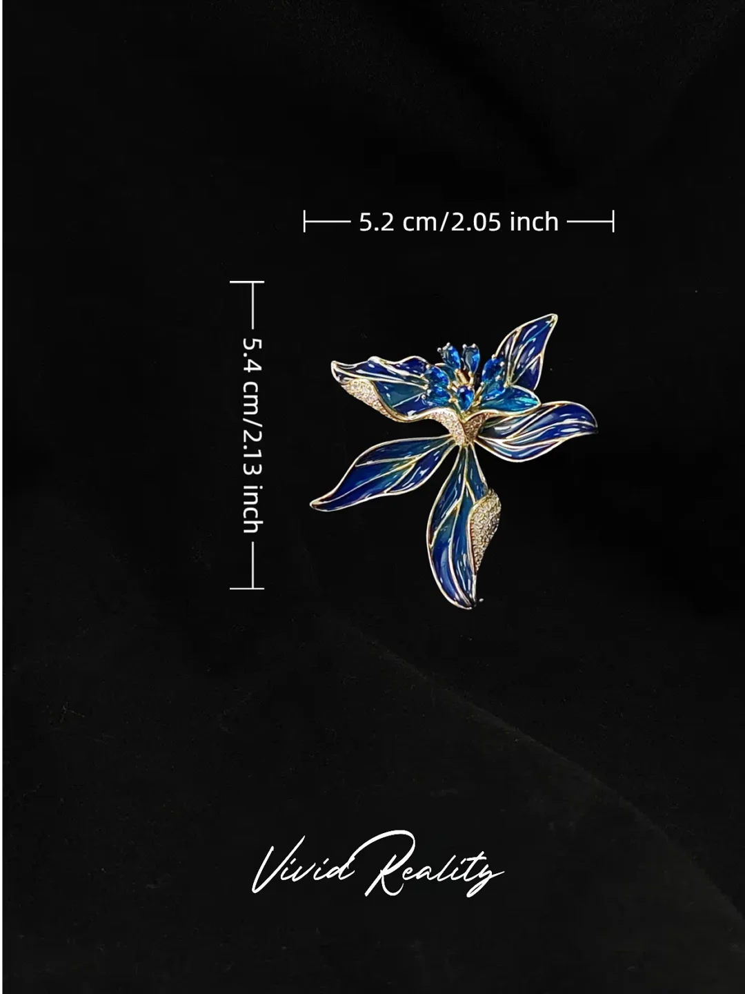 Gradient Blue Enamel Iris Brooch - Image 3