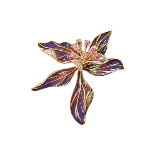 Gradient Pink Enamel Iris Brooch