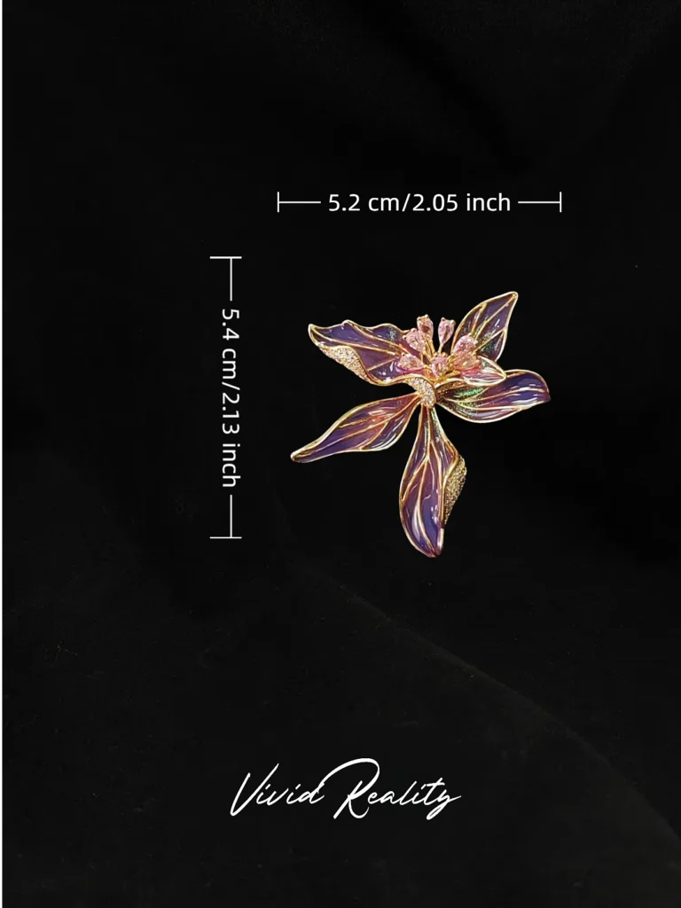 Gradient Pink Enamel Iris Brooch