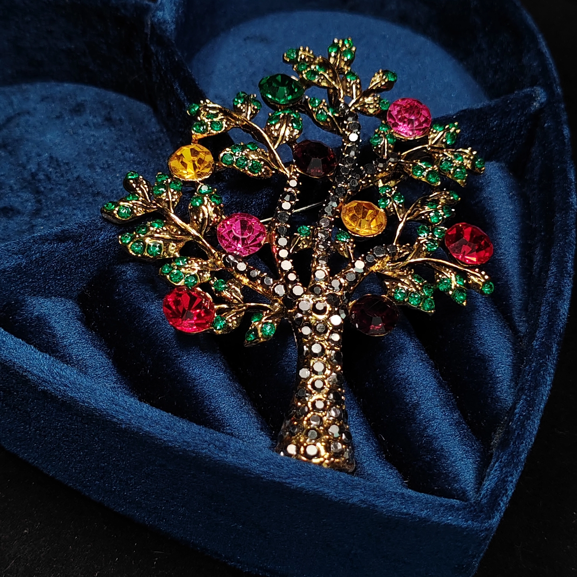 Wealth Guardian - Colorful Crystal Money Tree Brooch (Green) - Image 3