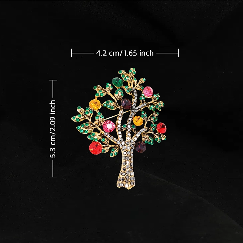 Wealth Guardian - Colorful Crystal Money Tree Brooch (Green) - Image 5