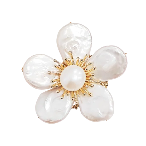Baroque Mother of Pearl Flower Brooch