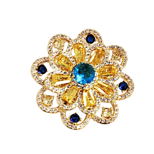 Full-Zirconia Flower Magnetic Brooch