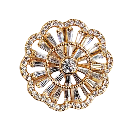 Zirconia Rotating Flower Brooch